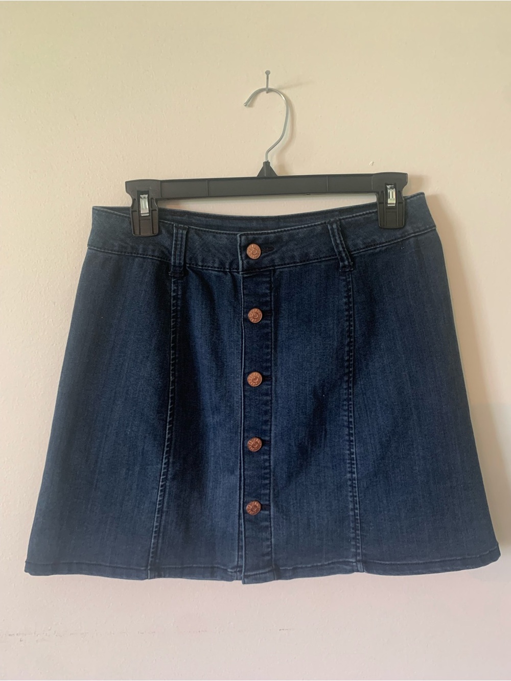 Celebrity Pink Dark Blue Button-Front Denim Mini Skirt
